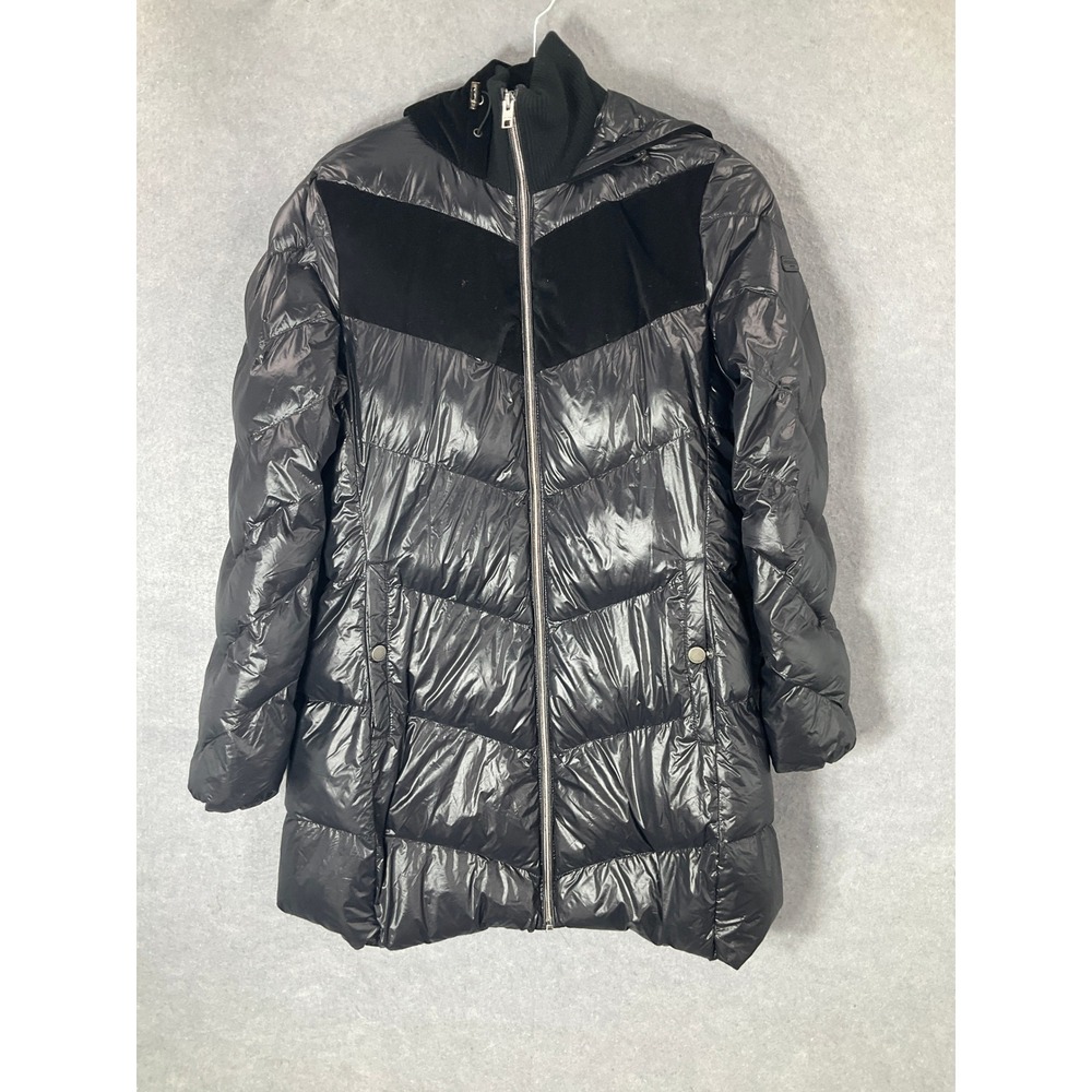 Lucky Brand Puffer Coat Hooded Quilted Padded Winter‎ Jacket Black Size M